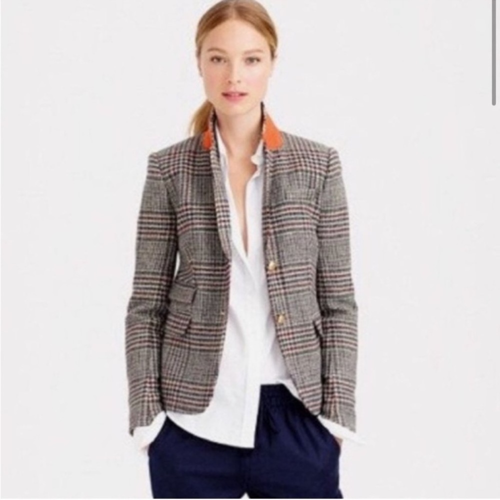 J Crew Schoolboy women’s blazer wool size 00 orange contrast under collar